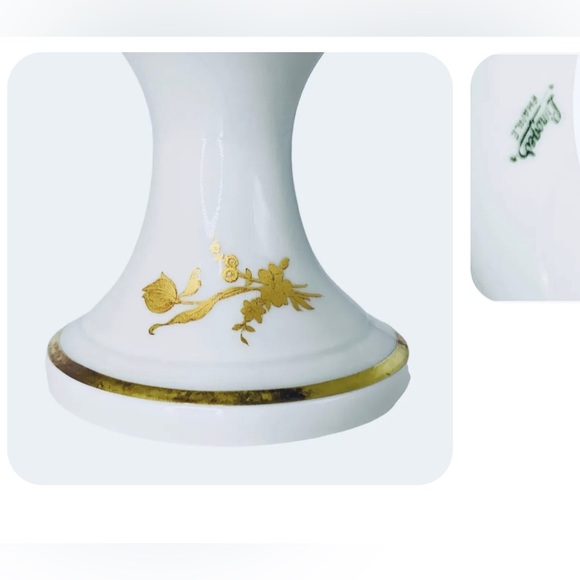 LIMOGES MADE IN FRANCE LIM429 PEDESTAL CAKE PLATE WITH 24K GOLD TRIM AND FLORALS - Picture 5 of 8